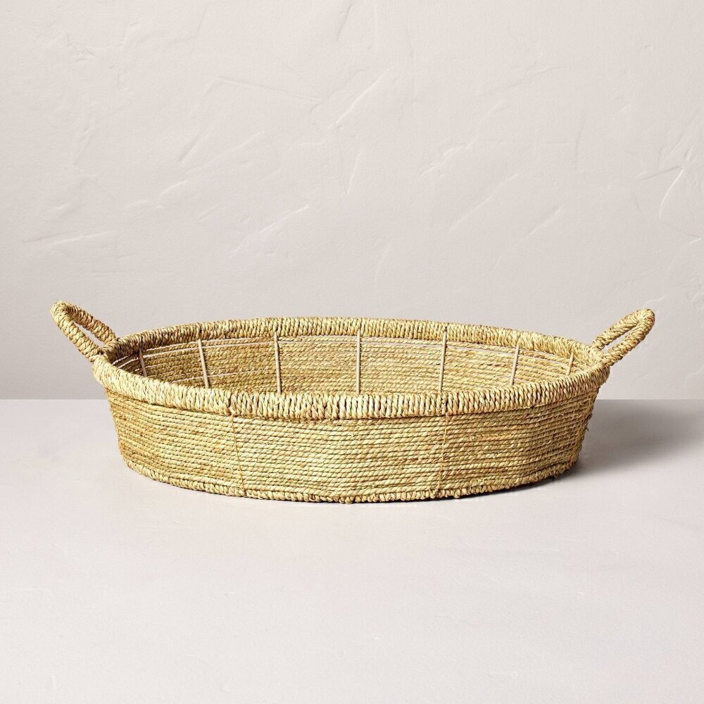 20” Woven Seagrass Round Decor Tray - Hearth & Hand Magnolia, Target 2023